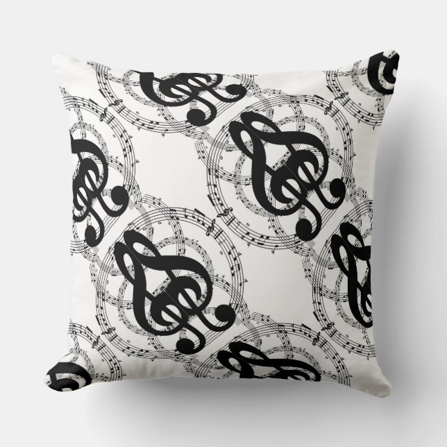 Coussin Black & White Mirror Image Music 2 (Recto)