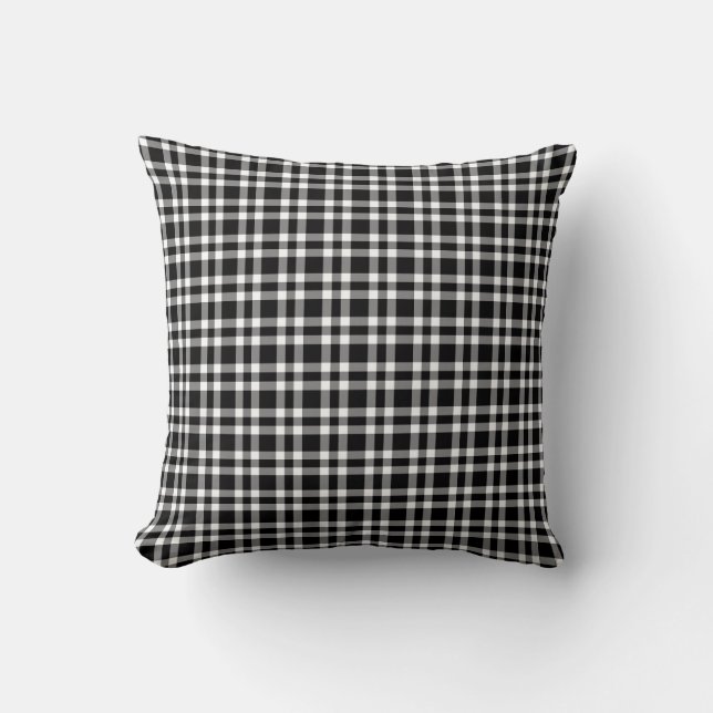 Coussin Black White Plaid Pattern (Recto)