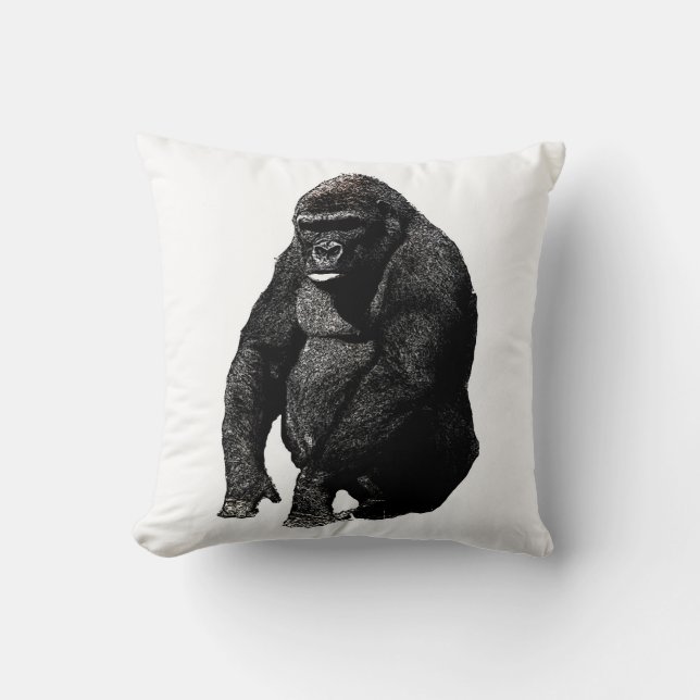 Coussin Black White Pop Art Gorilla (Recto)