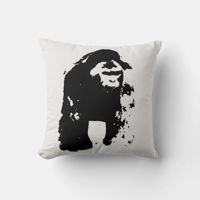 Coussin Black White Pop Art Gorilla (Recto)
