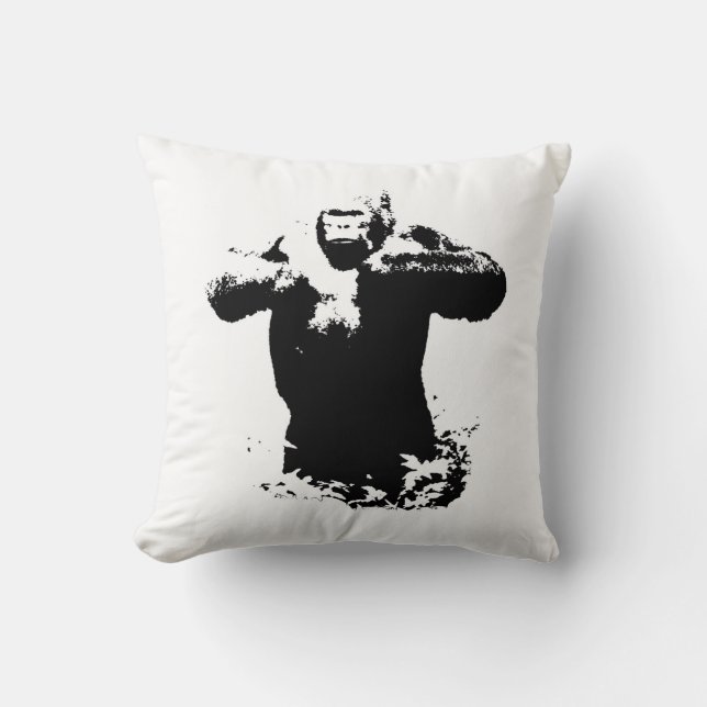 Coussin Black White Pop Art Gorilla (Recto)