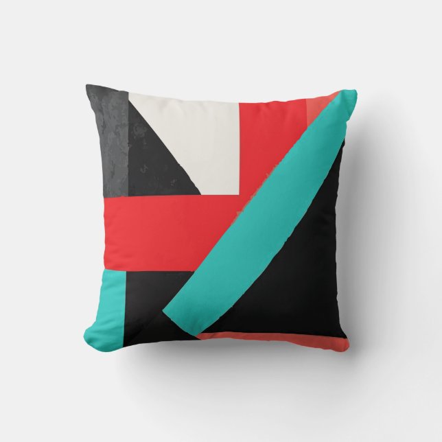 Coussin Black, White, Red & Teal Abstract Shapes (Recto)