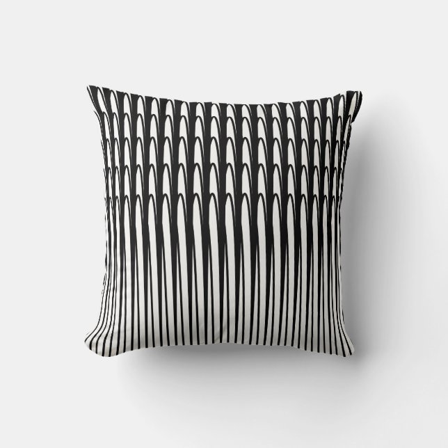 Coussin Black White Waves Stripes Motifs Abstraits Unique (Recto)