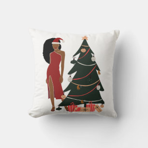 Coussin Black Woman Leo Zodiac Noël