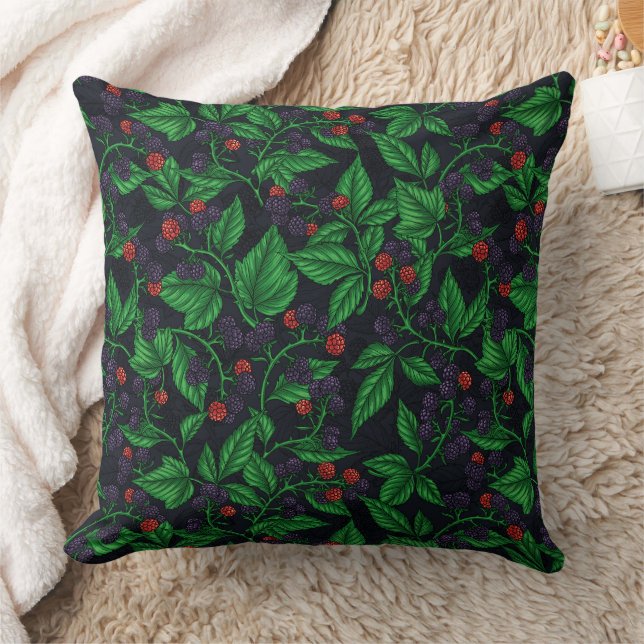 Coussin Blackberry sur gris foncé (Couverture)
