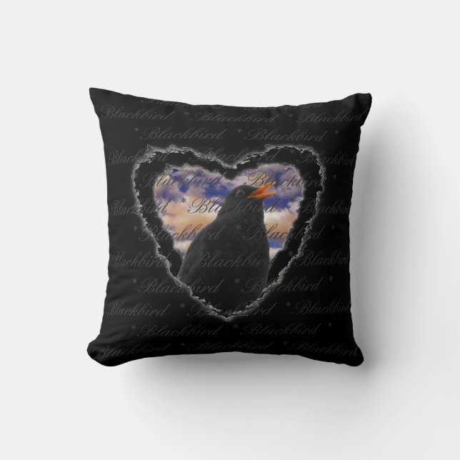 Coussin Blackbird Heart par Alexandra Cook (Recto)