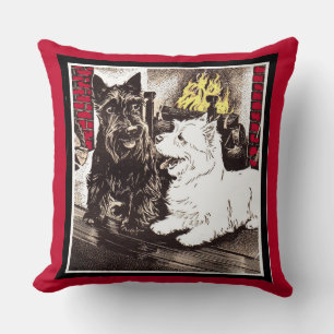 Coussin Blackie et Whitie par le feu