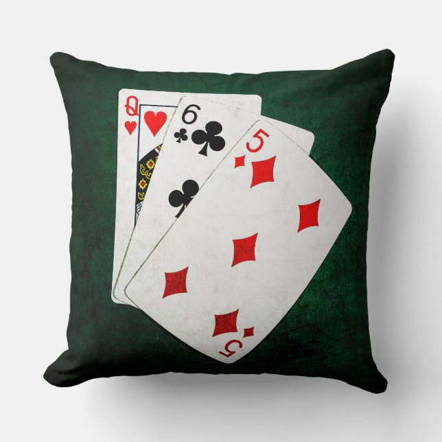 Coussin Blackjack 21 point - Reine, Six, Cinq (Recto)