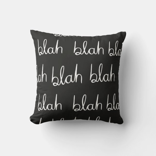 Coussin Blah bla motif sans couture.  (Recto)