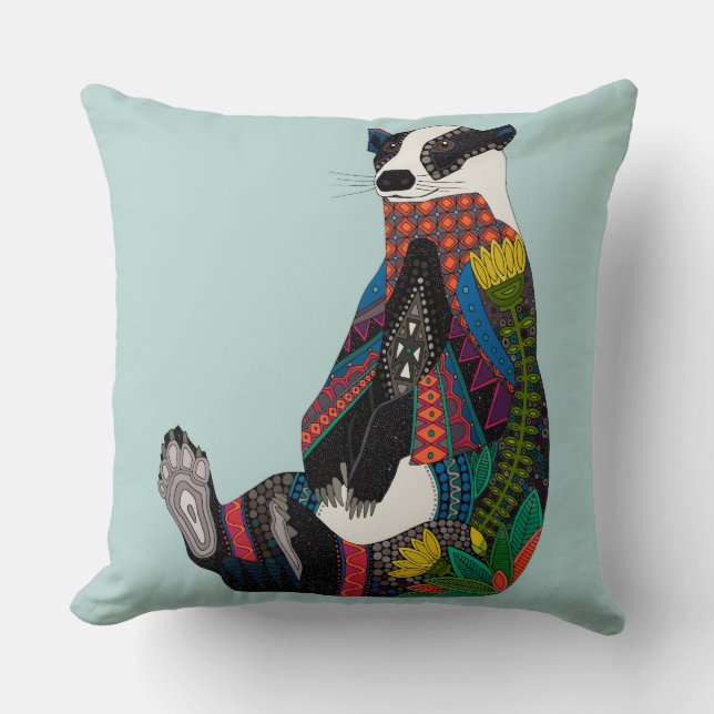 Coussin blaireau celadon bleu (Recto)