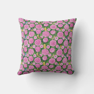 Coussin blaireaux et pivoines