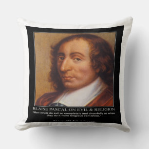Coussin Blaise Pascal & Citation sur le Mal Religieux Cous