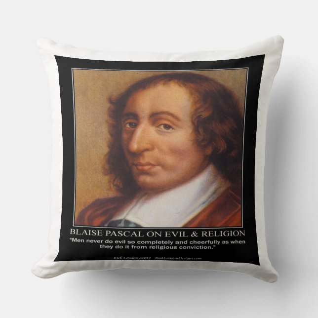 Coussin Blaise Pascal & Citation sur le Mal Religieux Cous (Recto)