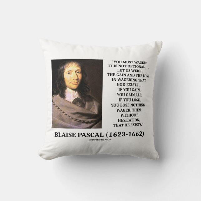 Coussin Blaise Pascal Gain Loss Wagering God Existe Citati (Recto)