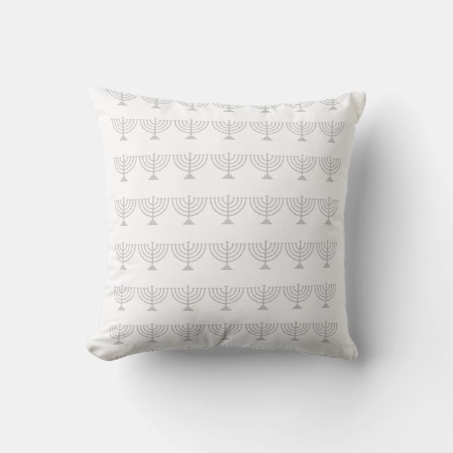 coussin blanc & ARGENT, MENORAH & STARS (Recto)