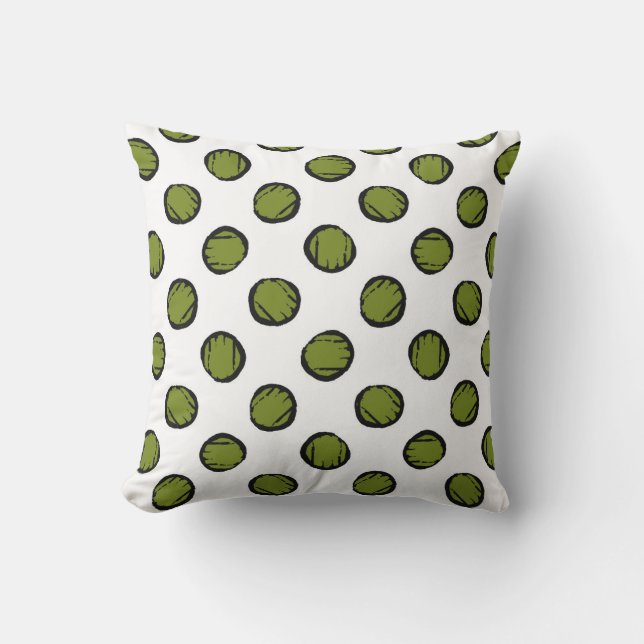 Coussin Blanc avec Cercles verts de mousse / Points (Recto)