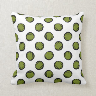 Coussin Blanc avec Cercles verts de mousse / Points