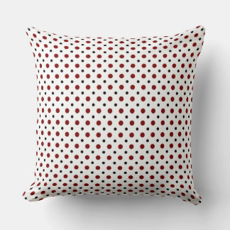 Coussin Blanc avec des pois noirs et rouges