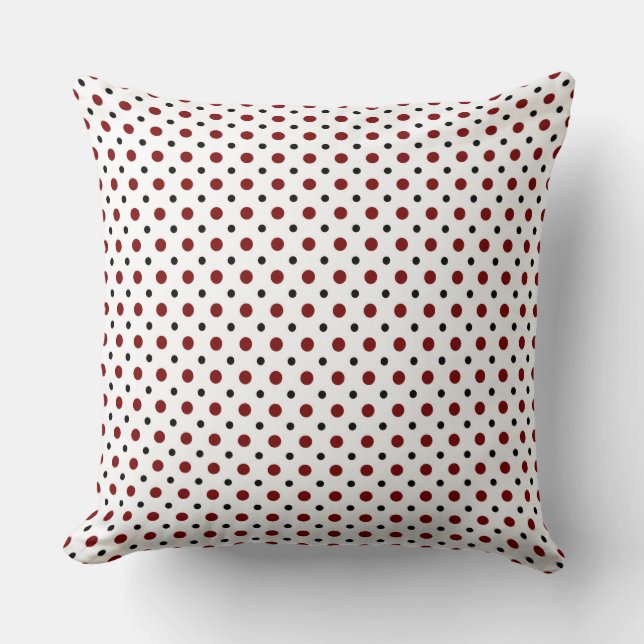 Coussin Blanc avec des pois noirs et rouges (Recto)