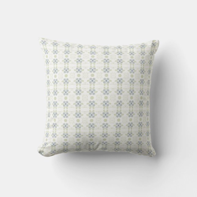 Coussin Blanc avec impression Florale Bleue (Recto)