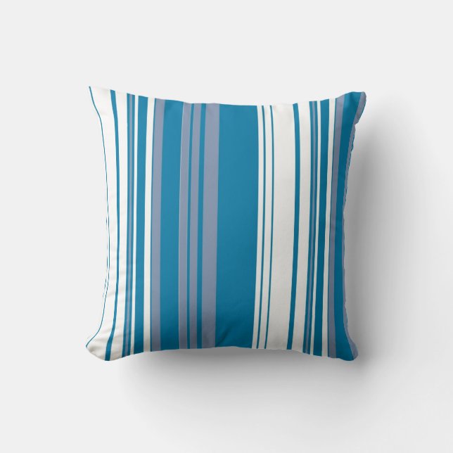 Coussin Blanc Bleu Retro Grandes Tailles Art Design Abstra (Recto)