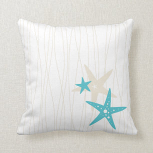Coussin blanc carré d'étoiles de mer