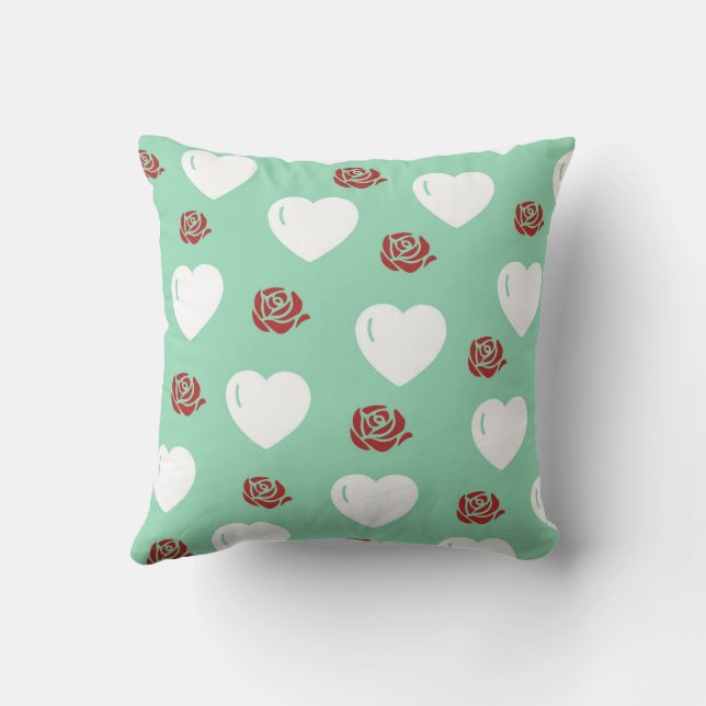 Coussin Blanc Cosy Moderne Romantique Chic Coeur élégant (Verso)