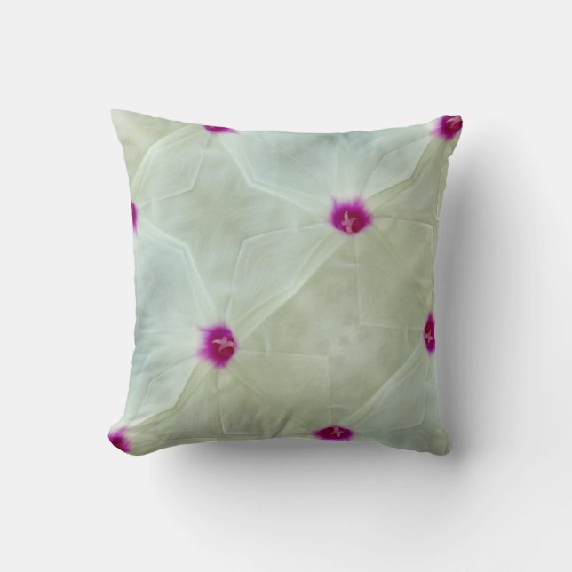 Coussin blanc, crème arrière - plan avec motif rose chaud (Recto)