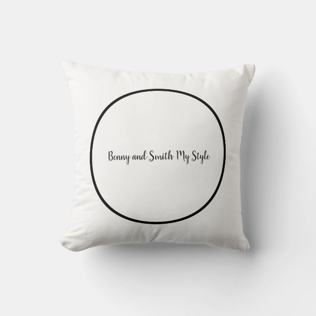 Coussin Blanc de cercle sur Benny noir et Smith mon style (Recto)