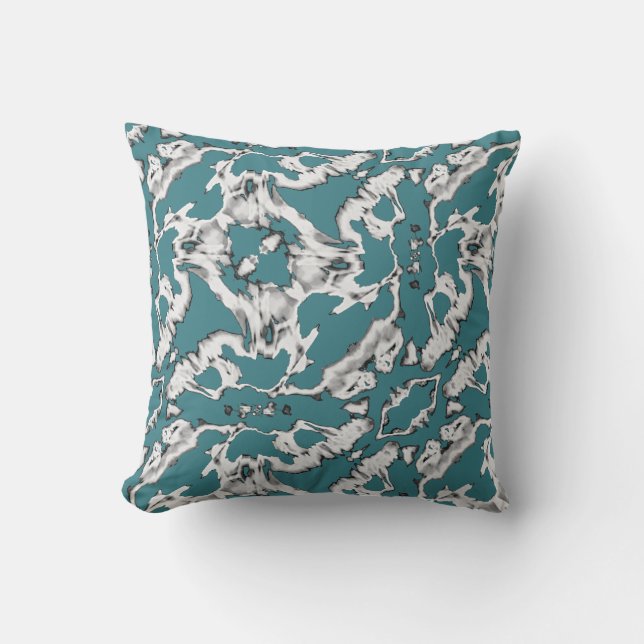 Coussin Blanc de charbon de bois sur motif diagonal orange (Recto)