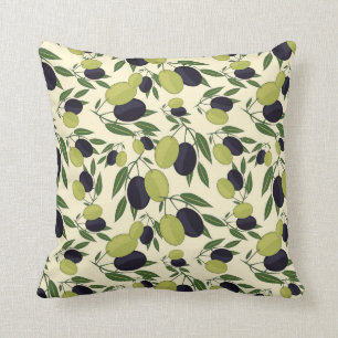 Coussin blanc de feuille de branche de noir de