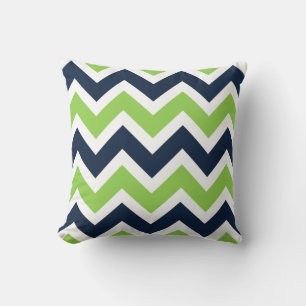 Coussin blanc de motif de Chevron de vert de bleu