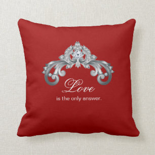 Coussin Blanc de noir d'argent de mariage de monogramme