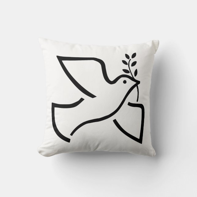 Coussin Blanc de silhouette de colombe de paix (Recto)