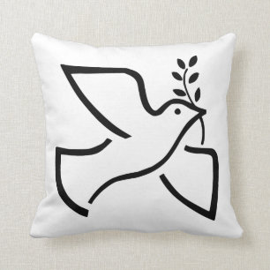 Coussin Blanc de silhouette de colombe de paix