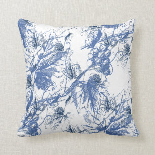 Coussin blanc de vigne bleue vintage