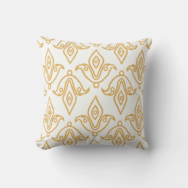 Coussin Blanc élégant, Or, Motif Fleur de Lys (Recto)
