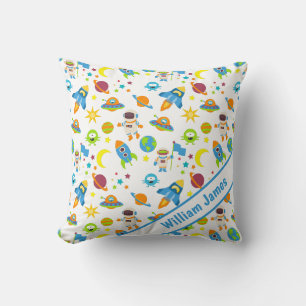Coussin Blanc Espace Extérieur Coloré