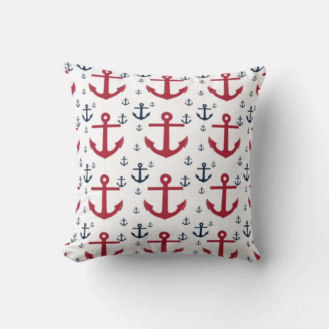 Coussin blanc et bleu marine avec Ancres (Recto)