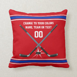 Coussin blanc et bleu rouge d'hockey pour le