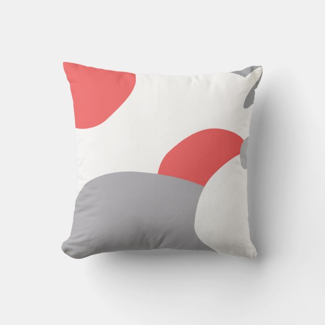 Coussin blanc et gris rose de corail d'art (Recto)