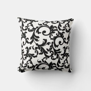 Coussin Blanc et noir Elegant Damask