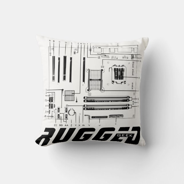 Coussin blanc et noir RUGGED GEEK technologie de la carte  (Recto)