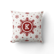 Coussin blanc et rouge de flocon de neige de