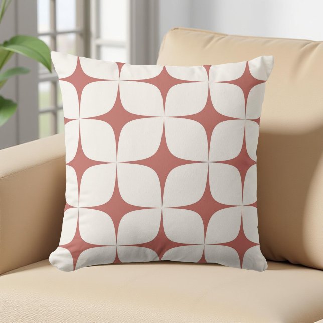 Coussin Blanc et rouge du milieu du siècle moderne géométr (Créateur téléchargé)