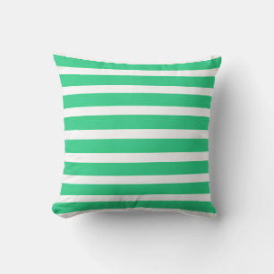 Coussin Blanc et sarcelle bleu vert aqua:Rayé