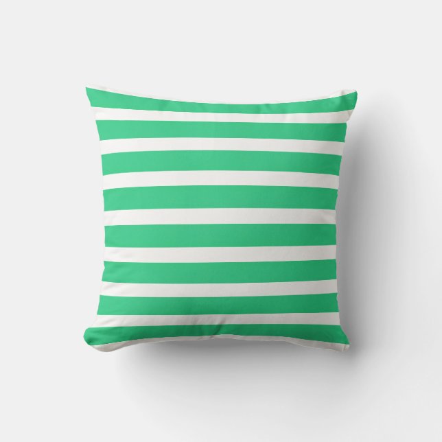 Coussin Blanc et sarcelle bleu vert aqua:Rayé (Recto)