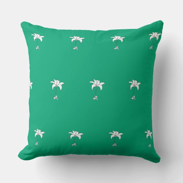 Coussin Blanc Floral Repeat Green (Recto)