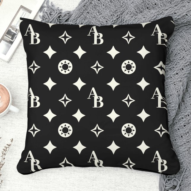 Coussin Blanc ivoire Personnalisé Motif initial Monogramme (Créateur téléchargé)