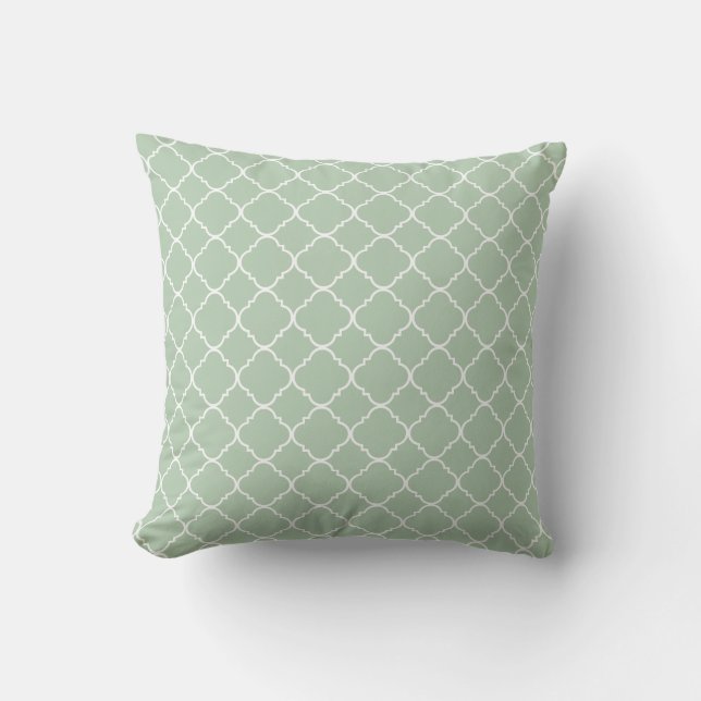Coussin Blanc léger Quatrefoil de vert sauge de spa (Recto)